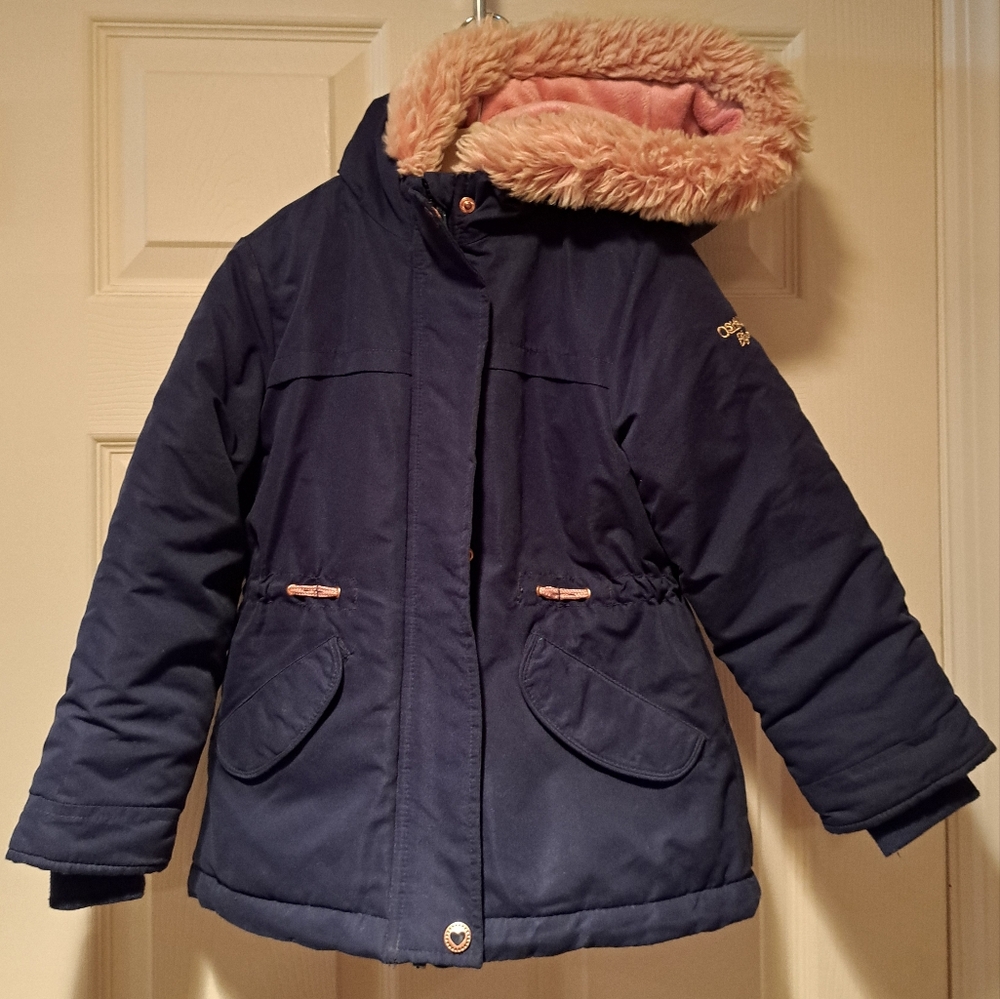 Navy Blue Kids Jacket with Faux Fur Hood By Oshkosh B'gosh